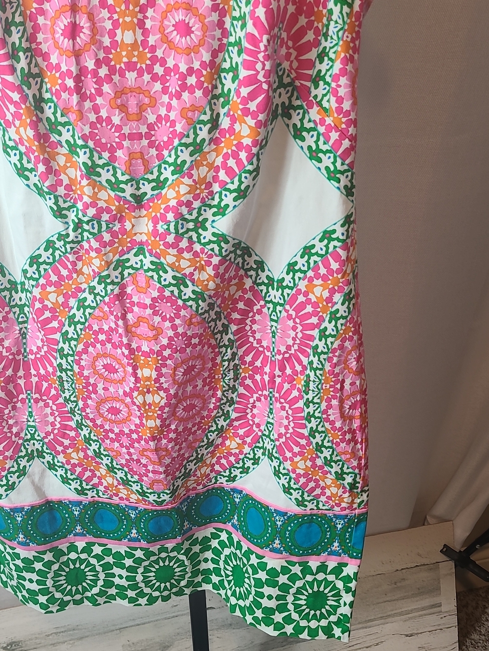 London Times Pink Orange Green White Paisley Shift Dress Sleeveless Size 2 - Picture 2 of 4